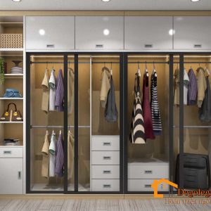 Tủ quần áo cánh kính hiện đại âm tường LG-TQA167